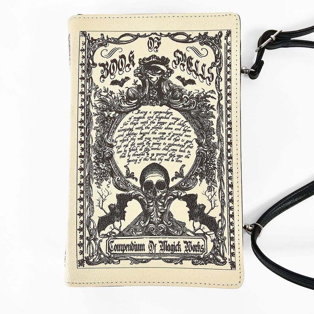 Things2Die4 Book of Spells Cream and Black Vinyl Shoulder Crossbody Bag